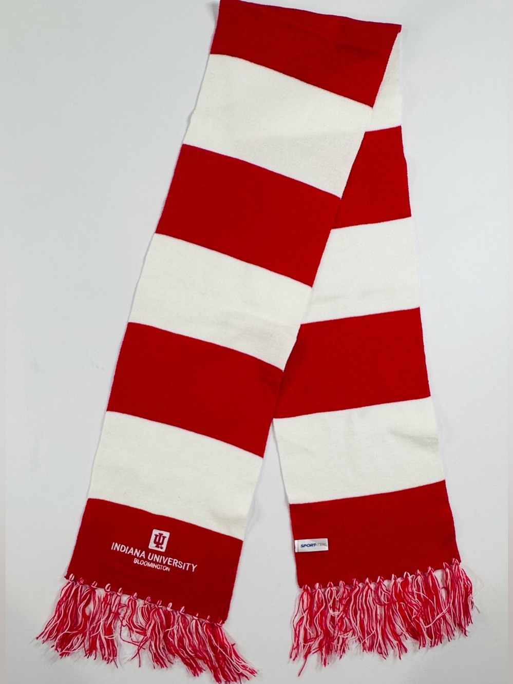 Sport-Tek Indiana University Bloomington Striped Fan Scarf Red/White